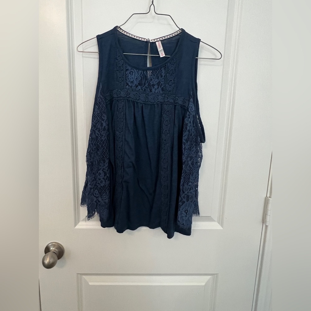 Xhilaration Dark Blue Lace Tank Top
